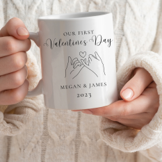 Hampers and Gifts to the UK - Send the Our First Valentine's Day Personalised Mug